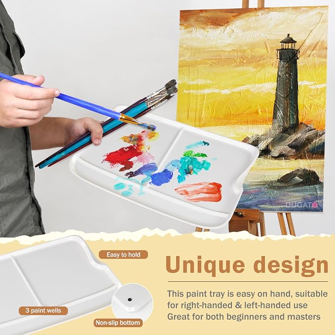 DUGATO Rectangular Plastic Paint Palette, 13.8 x 9 in | 3 Large Mixing Wells - Image 4