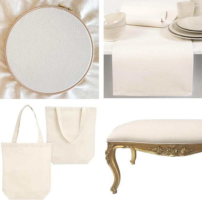 Barcelonetta | Canvas Fabric | Cotton Duck | Heavy | Natural 10oz | 62'' Wide | - Image 4