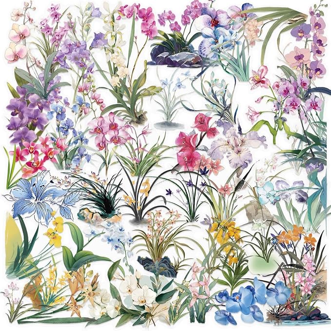 50 Pcs Clear PET Orchid Stickers by Unknown