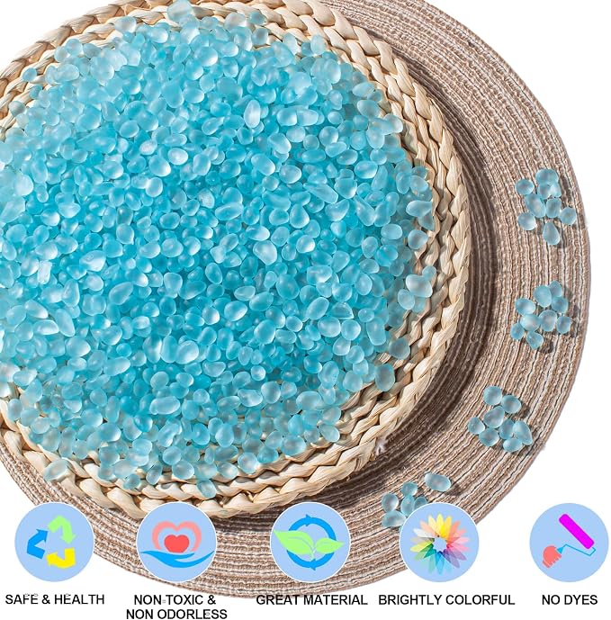 Keedolla 0.9 LB Ice Blue Sea Glass Marbles Stones Frosted Glass Pebbles - Image 3