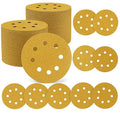Maxdot 200 Pcs 5 Inch Sanding Discs 8-Hole Hook and Loop Gold Sandpaper, 80-Grit for Random Orbit Sander