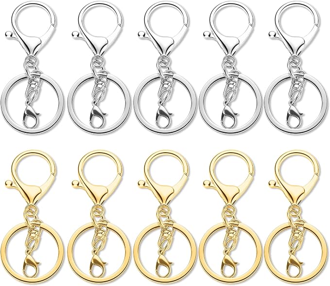 Gkeygo 10 Pack a Set Metal Lobster Claw Clasps and Key rings, Key chain - Image 9