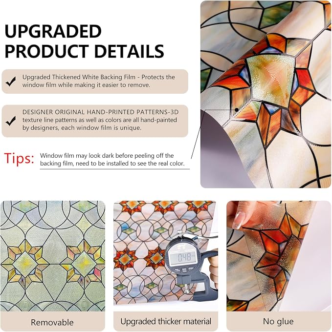 3D Stained Glass Window Film, Decorative Window Privacy Film - Image 4