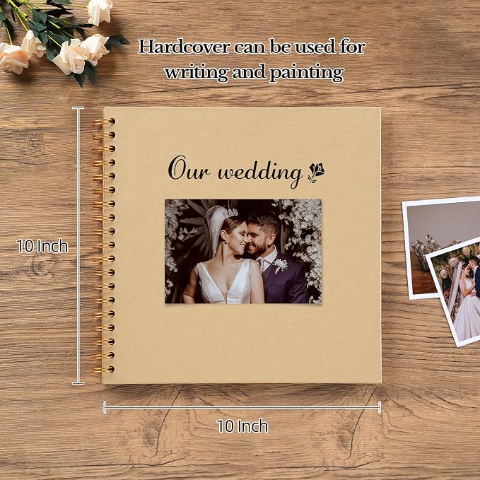 potricher 10 x 10 Inch DIY Scrapbook Album 40 Pages Hardcover Kraft Paper Scrap - Image 2