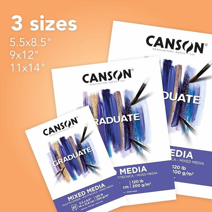 Canson Graduate Mixed Media Pad, 11x14 inch, 20 Sheets | Artist Paper - Image 4