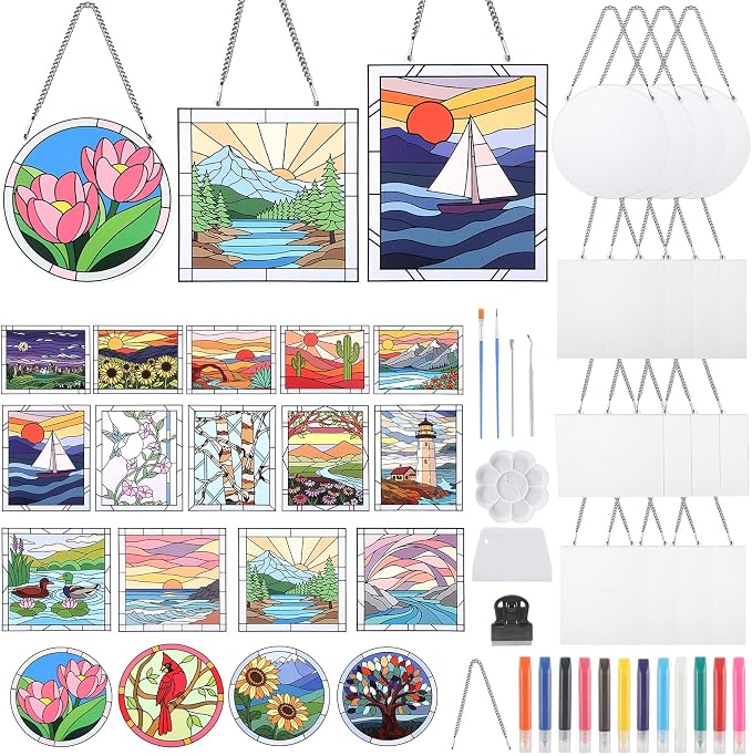 73 Pcs Scenery Stained Glass Painting Starter Kit by Humyoun
