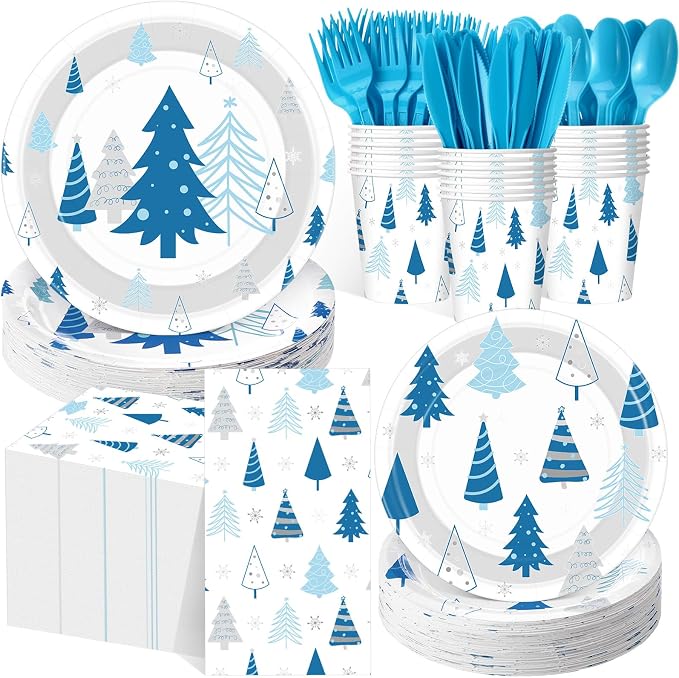 Pickmesh 400 Pcs Winter Party Supplies Blue Silver Xmas Tree Snowflake by Pickmesh