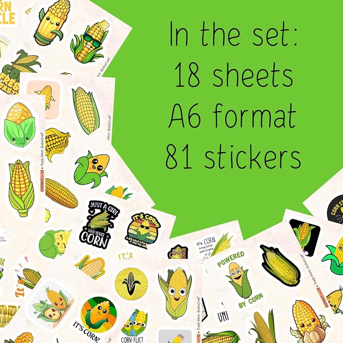 BulbaCraft Corn Stickers for Water Bottle and Laptop - Image 2