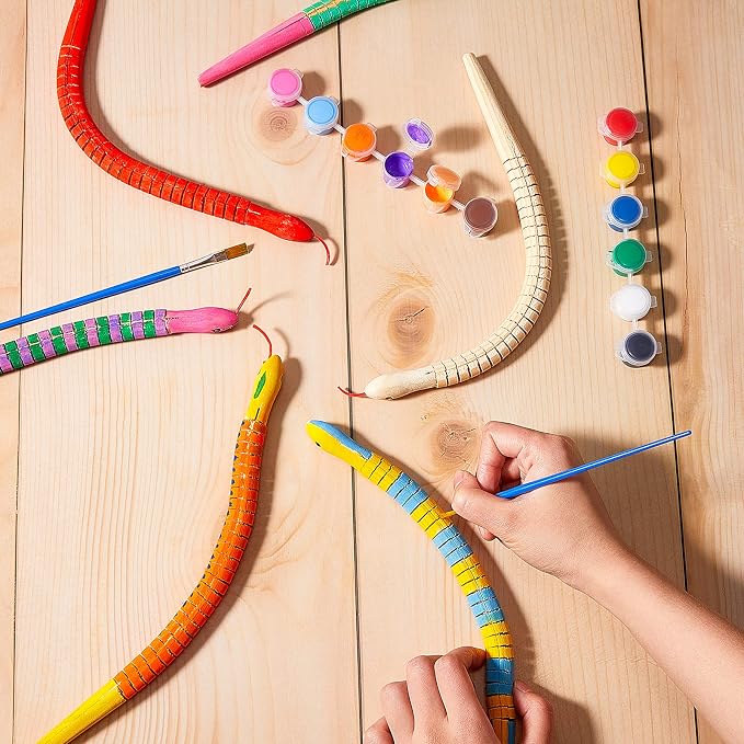 BBTO 20 Pieces Wooden Snake Bulk Jointed Flexible Unfinished Wooden Wiggly Snake - Image 3