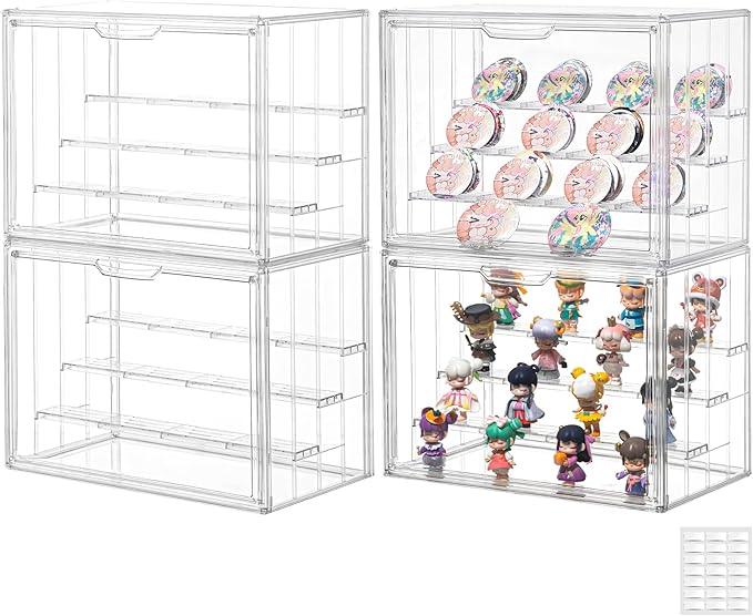 Clear Acrylic Display Case Upgrade 4 Tier Figure Display Case by SANKEUHomeStorage