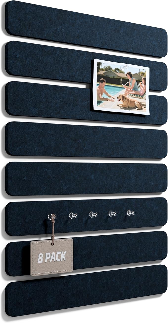 Fluxynara Cork Board Alternative Felt Strip Board 8-Pack 13"x2", Office Pin by FLUXYNARA