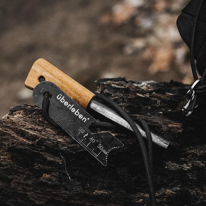 Überleben Zünden Ferro Rod Fire Starter for Survival w/Fire Striker - Thick Fire Steel, Up to 20,000 Strikes - Waterproof Flint and Steel - Camping Fire Starter Rod w/Handle & Lanyard