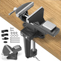2-in-1 Bench Vise For Workbench 3.2"- Multi-functional Portable 360° Swivel Base Bench Clamp On Vice/Table Vise For Woodworking, Cutting Conduit, Drilling, Metalworking, Black
