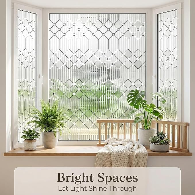 SUNBABY Reeded Glass Window Privacy Film, Decorative Frosted Glass Window Film - Image 2