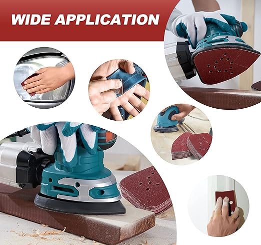 S SATC Mouse Sander Sandpaper 50PCS Mouse Sanding Pads 12 Holes Hook and Loop Sandpaper 120 Grit Detail Palm Sand Paper