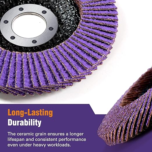 10 Pack Ceramic Flap Discs 4 1/2 for Angle Grinder, 40 Grit T29 Flap Wheels 7/8” Arbor Flap Sanding Disc for Wood and Metal Sanding