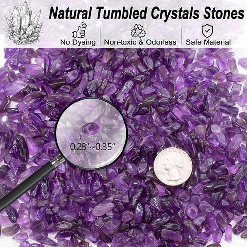 0.88 Lb Amethyst Crushed Stones Crystal Quartz Chips, Natural Tumbled Stones - Image 2