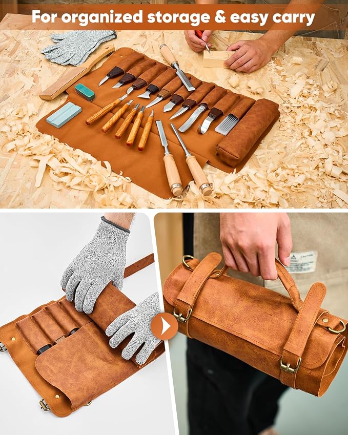 SakerNeo Deluxe Wood Carving Kit whittling kit, 25 Piece Wood Carving Tools - Image 5