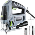 WORKPRO Jigsaw, 6.5AMP 850W Corded Electric Jig Saw Tool Kit with 6 Variable Speeds, 7 Blades, ±45° Bevel Cutting, LED Light, 3000 SPM, 4 Orbital Settings, Edge Guide, Tool-free Blade Changing