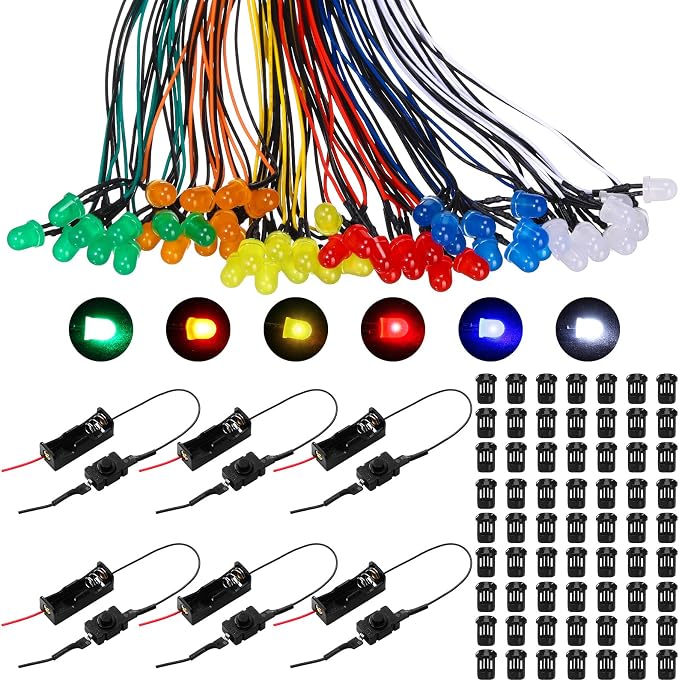 126 Pcs 12v LED Lights Kit, 60 Pre Wired LED Light Emitting Diodes 60 Plastic by Saysurey