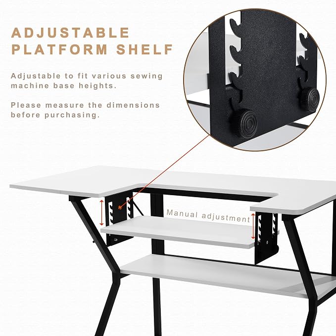 Vividwood Sewing Table, Large Sewing Machine Table - Image 5