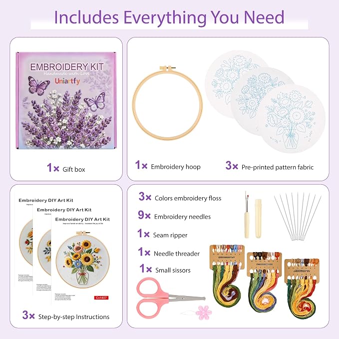 Uniartfy 3 Sets Sunflower Embroidery Kits - Image 2