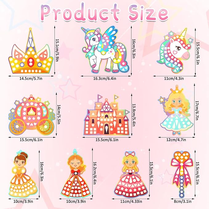 JULEASEL Mirror Mosaic Princess Unicorn Craft Kit, Gift - Image 6