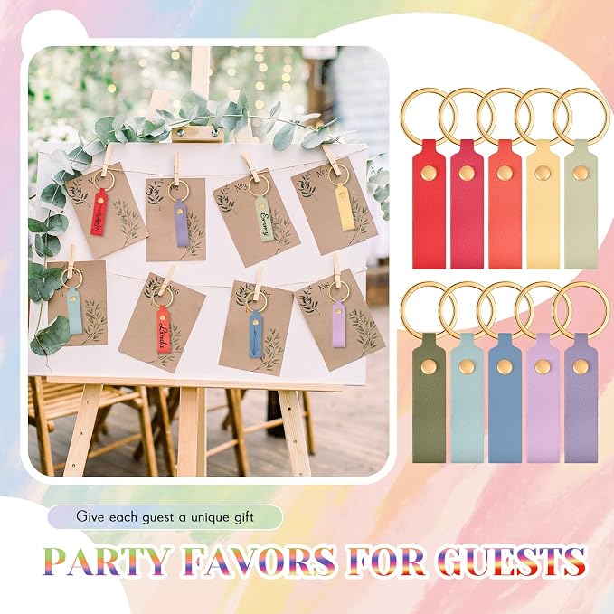 Wavyknot 100 Pcs PU Leather Keychain Blanks Bulk Laser Engraving Blanks - Image 7