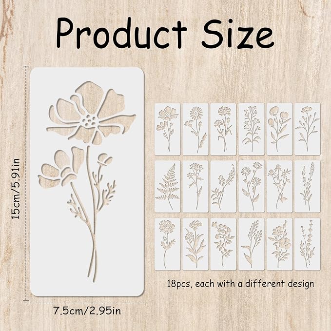 Stencils for Painting, Botanical Flower Patterns for Furniture & Walls - Image 2