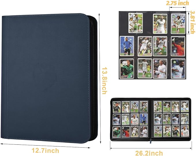 12 Pocket Ringless Side Loading Trading Card Binder, 720 Cards PU Fixed Page - Image 2