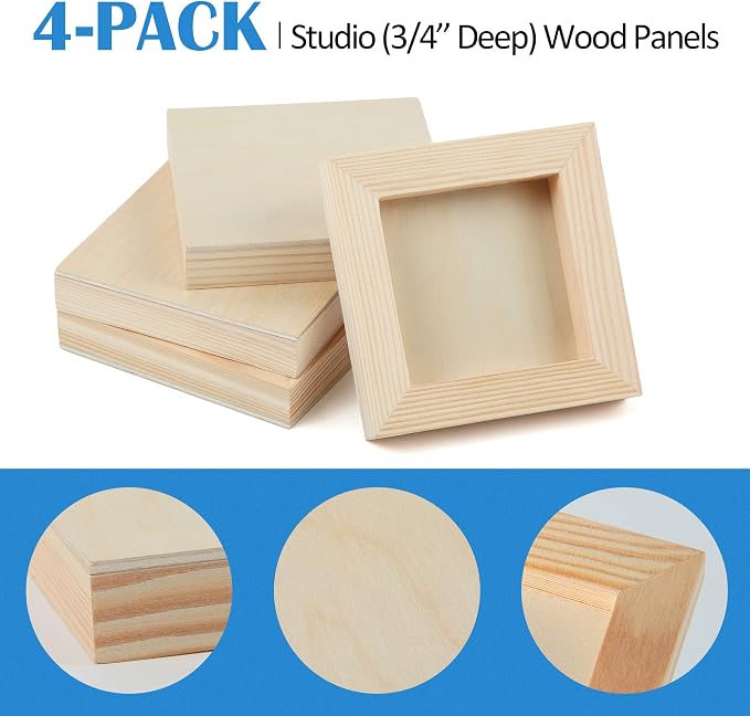 Falling in Art 4 Pack 4x4’’ Unfinished Birch Wood Panels Kit - Image 5