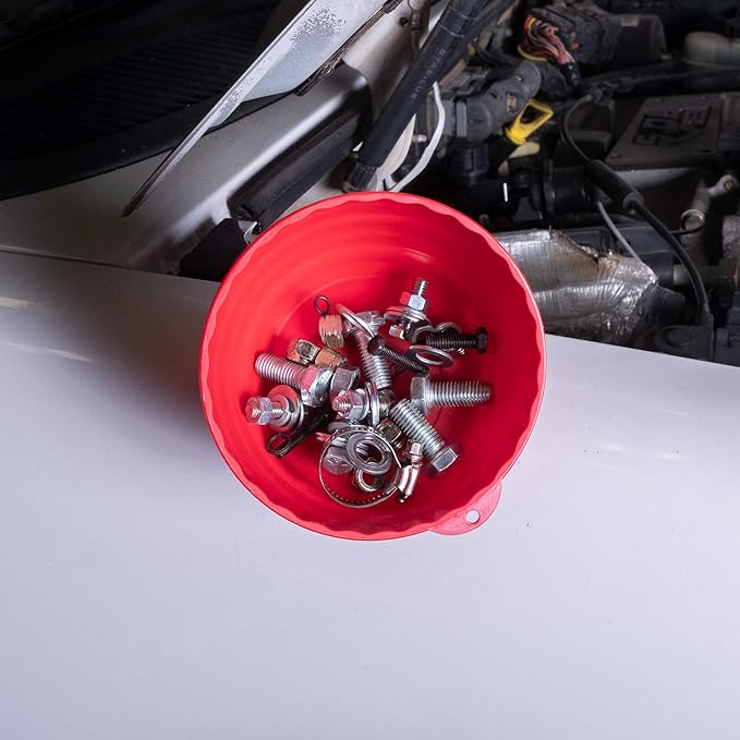 OEMTOOLS 25333 Red Magnetic Nut Cup, Curved Magnetic Parts Tray Holds Up to 5 Pounds, Attaches To Metal Surfaces, Multi-Use Nuts And Bolts Organizer Made From Durable ABS Plastic