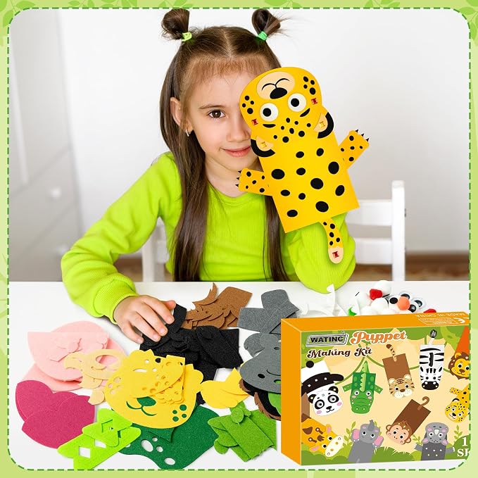 WATINC 12Pcs Hand Puppet Making Kit, Art Craft Felt Sock Puppet Toys, Creative - Image 6
