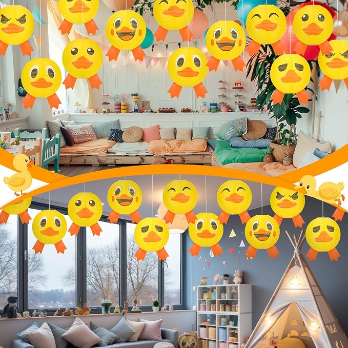 Panelee 12 Pcs Rubber Duck Party Decorations Paper Lanterns 8 Inch Hanging - Image 7