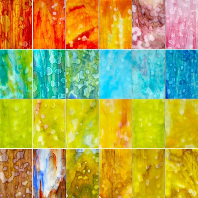 LITMIND 24 Sheets Premium Mottled Opal Stained Glass Sheets – 6 x 4 Inch by LITMIND