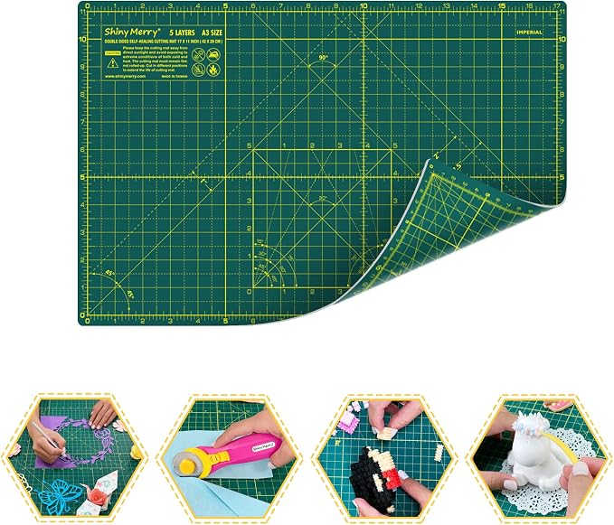 Self Healing Cutting Mat A3 12"x 18" Double Sided Green Mat by ShinyMerry
