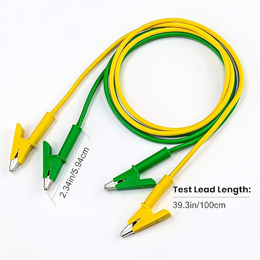 KAIWEETS 5PCS Alligator Clips Electrical Test Leads Set, 15A Jumper Wires Heavy Duty with Protective Copper Clips, Premium Cables for Electrical Testing, Experiment, 5 Colors 39.6 inches