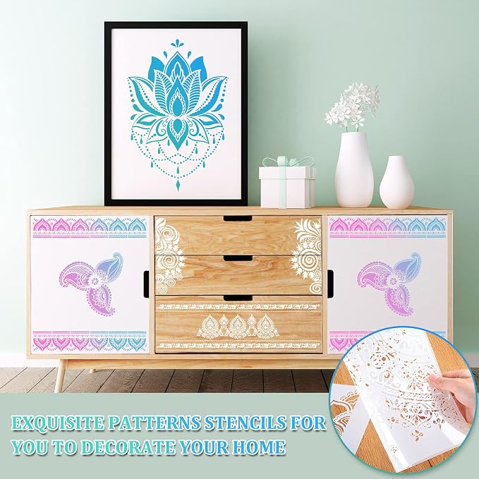 Outus 12 Pcs 8.3 x 11.7 Inch Mandala Stencils - Image 5
