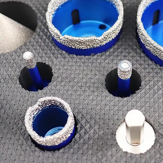 Diamond Core Drill Bit Set - BRSCHNITT 1/4" 5/16" 3/8" 1" 1-3/8" 2" 2-1/2"Diamond Tile Hole Saw Kit for Drilling Porcelain Tile Ceramic Marble Granite,2" Diamond Chamfer Bit&Adapter
