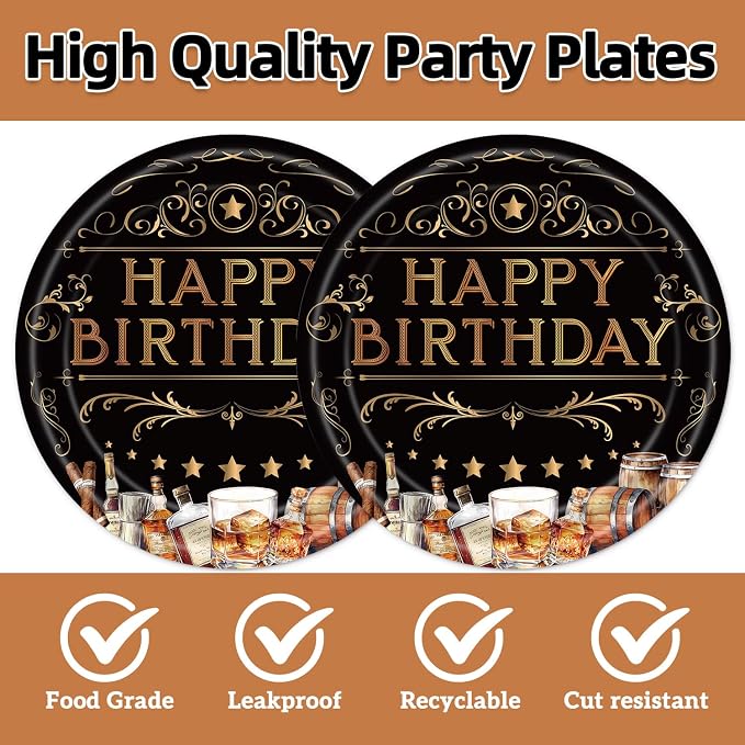 40Pcs Whiskey Birthday Plates Napkins - Image 3