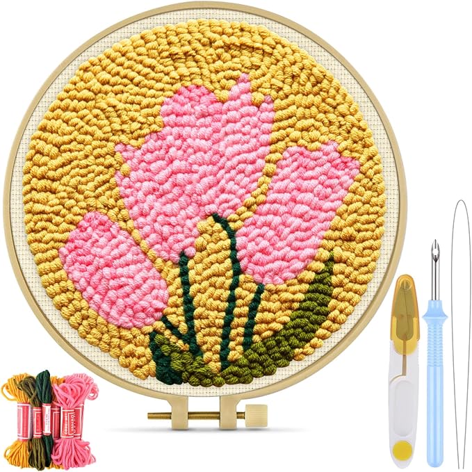 TINDTOP Punch Needle Embroidery Kits, Tulip Punch Needle Kits by TINDTOP