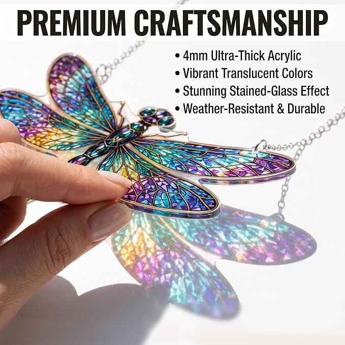 Devory 4 Inch Acrylic Dragonfly Suncatcher, Sun Catchers Indoor Window - Image 3