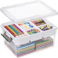 17 QT Clear Craft Storage with 1 Removable Fixed-Compartment Tray, Craft by Bienvoun