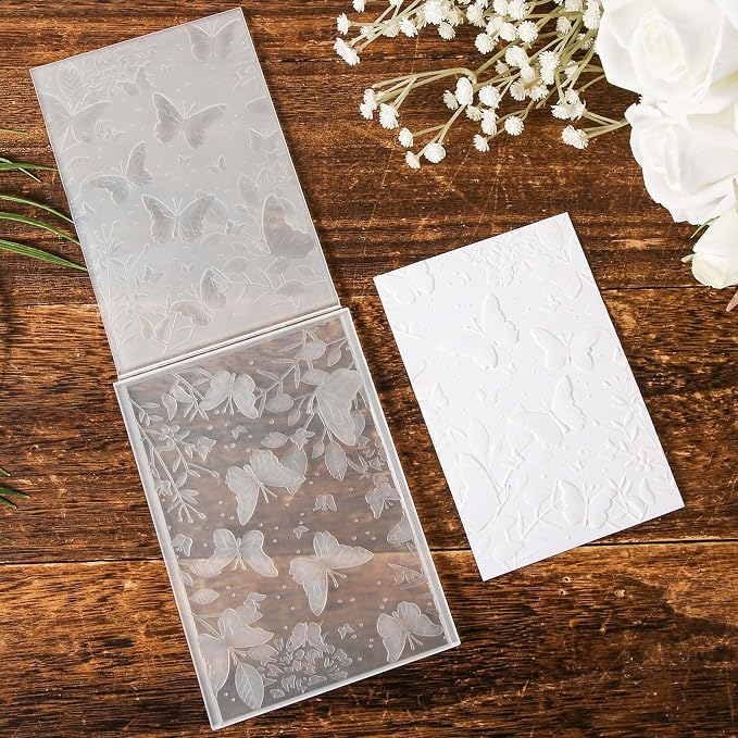 3D Embossing Folders, Textured Flowers Leaves Embossed Template 5x7 Inch - Image 3