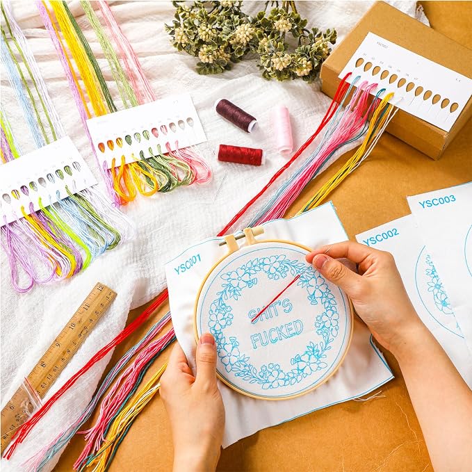 Daifunli 3 Sets Funny DIY Embroidery Kits - Image 4