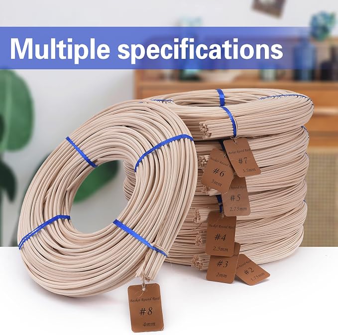 VFULIE 5PCS Basket Round Reeds #6 3mm 1-Pound Coil Basket Weaving Canes - Image 6