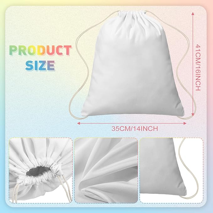 Saintrygo 100 Pcs Tie Dye Drawstring Bags Cotton Sublimation Blank Backpack - Image 2