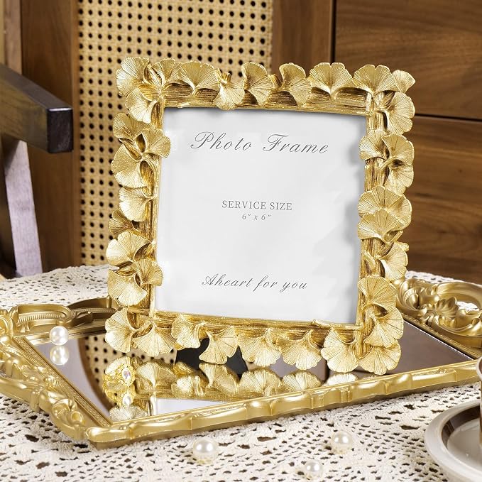 Cuspin 6x6 Picture Frame Gold, Vintage Ornate Square Frame - Image 4