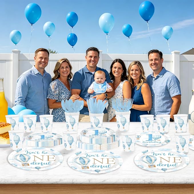 168Pcs Hot Air Balloon 1st Birthday Party Decorations, Serves 24 | Isn't He - Image 5