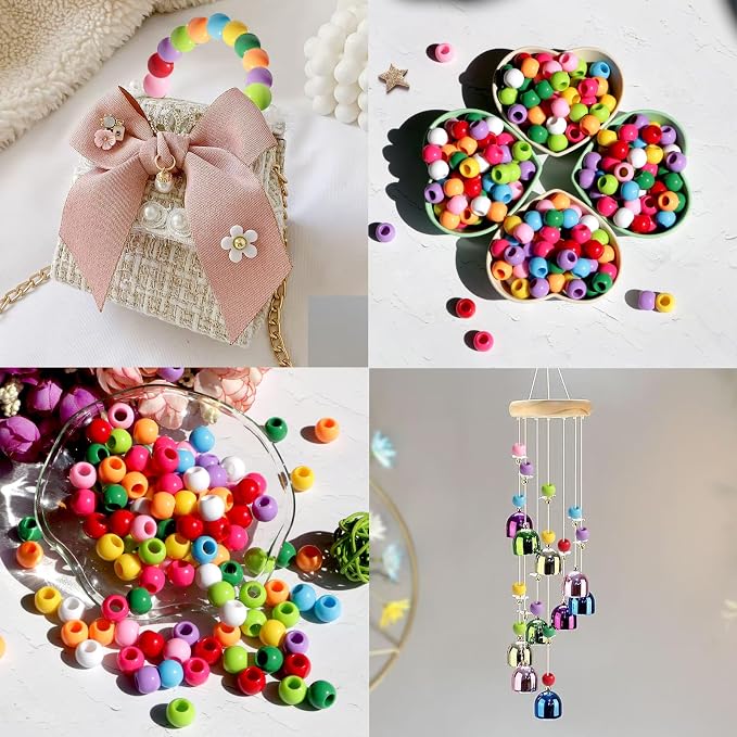 160pcs 12mm Plastics Acrylic Beads Mix 10 Color Large Hole Hair Beads - Image 9